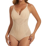 JOYSHAPER Shapewear Bodysuit V Neck Body Shaper for Women Tummy Control Shapewear Under Dress Body Faja Body Suit With Adjustable Straps Nude L