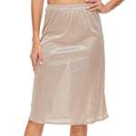 GYS Half Slips for Women Non Cling Under Dresses Silky Underskirt Lightweight Lace Trim Skirt Slip, Nude, Small