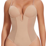 JOYSHAPER Women Shapewear Bodysuit Built in Bra Tummy Control U Plunge Backless Body Shaper Bra Thong Body Suits