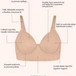 HSIA Bras for Women Minimizer Full Coverage Seamless Plus Size Longline Unlined Underwire Back Smoothing Bra, Dark Beige 38DD