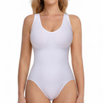 ONEW Shapewear Bodysuit for Women Tummy Control Seamless Body Suits Deep V Neck Body Shaper Going Out,White,Medium