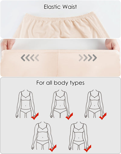 MANCYFIT Half Slips for Women Underskirt Dress Extender Lace Trim Knee Length Midi Skirt 19-26" Length Nude Large