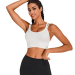Sports Bras for Women HIigh Support, Criss-Cross Back Padded Strappy High Impact Sports Bras for Women Large Bust(0001_Black+White+Blue_M)