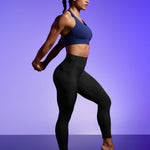IUGA Compression Leggings with Pockets for Women Tummy Control Leggings No Front Seam Workout High Waist Yoga Pants, Black