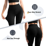 Leafigure 2 Pack Leggings with Pockets for Women, High Waisted Soft Leggings for Yoga Gym Black SM