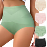 QUASTI Women's High Waisted Underwear Tummy Control Cotton Postpartum Panties Full Coverage Briefs 4 Pack(M) Multicolor