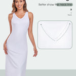 MANCYFIT Full Slip for Women Under Dress Slips Wide Straps Slip Dress Tank Top Underdress White Medium