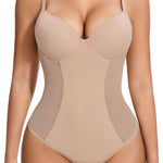 SHAPERIN Shapewear Bodysuit for Women Built in Bra Tummy Control Body Suit Backless Thong Low Back Body Shaper
