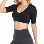 Plus Size Upper Arm Shaper Compression Sleeves for Women - Post-Surgery Slimmer & Corrector Shapewear Tops (01 Black Large)