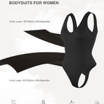 Lover-Beauty Bodysuits for Women Tummy Control Shapewear Plunge Deep V Neck Tank Tops and Thongs Body Shaper, Black, XL