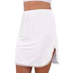 ACIEMR Women's Half Slips for Under Dresses Anti-static Elastic Waist Lace Underskirt White X-Large