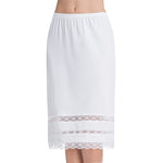 MANCYFIT Half Slips for Women Underskirt Dress Extender Lace Trim Knee Length Midi Skirt 19-26" Length White Medium
