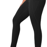 Ewedoos Compression Leggings for Women Tummy Control Leggings with Pockets Workout High Waisted No Front Seam Yoga Pants Gym Black