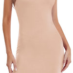 Qzzater Women's Full Slips Basic Under Dress Adjustable Spaghetti Straps Cami Slip V Neck Nightwear Nude X-Small