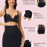 JOYSHAPER Half Slips Shapewear Skirt Under Dresses Tummy Control High Waist Slip Skirt With Built In Shapewear