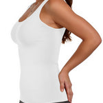 AURUZA 2PCS Women's Shapewear Tummy Control U Neck Camisole Tops for Women Seamless Compression Tank Top Regular Plus Size, M, Black+White