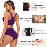 Molasus Women's Soft Cotton Underwear Briefs High Waisted Postpartum Panties Ladies Full Coverage Plus Size Underpants Pack of 5,Large