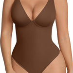 FeelinGirl Shapewear Bodysuits for Women Tummy Control Body Suits Deep V Neck Thong Body Shaper