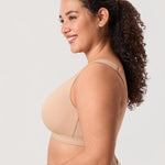 DELIMIRA Women's Posture Bra Front Closure Lightly Padded Plus Size Wireless Full Coverage No Underwire Bras Natural 38C