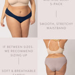 Kindred Bravely Women's Sustainable Brief Panty 5 Pack | Comfortable Maternity & Postpartum Underwear (Assorted, Medium/Large)
