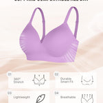 FeelinGirl Wireless Supportive Bra for Women, Seamless Comfort Bralettes No Underwire Full Coverage Everyday Bras Purple