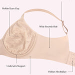 HSIA Minimizer Bra for Women - Full Coverage Seamless Lace Bra Plus Size Underwire Unlined Bra for Heavy Breast Light Beige