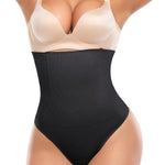 SHAPERIN Thong Shapewear for Women Tummy Control High Waisted Thong Panties Slimming Body Shaper Underwear Black M