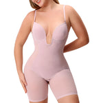 Slimers Body Shaper for Women Tummy Control U Plunge Backless Full Body Shapewear Mid Thigh Mesh strapless Bodysuit Top
