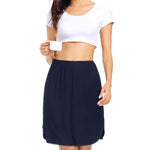 Wikoan Women's Half Slips Soft Modal Petticoat with Lace Trim Side Slit Slips for Under Dress,Navy Blue,3X-Large