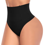 Werena Tummy Control Thong Shapewear for Women High Waist Shaping Underwear Seamless Shaper Panties(A# Black (Mid Waisted), Medium)