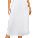 Vlazom Women's Satin Half Slip Under Slip Long Underskirt Half Slips for Under Dresses Slip Side Slit White Size Small