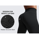 CRZ YOGA Secretsculpt Butterlift Workout Leggings 25" - No Front Seam High Waisted Womens Yoga Pants Booty Scrunch Butt Black Medium