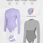 Popilush Shapewear Bodysuit for Women Turtle Neck Body Shaper Seamless Long Sleeve Tank Tops Thong Body Suits
