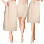 Haysandy 3 Pieces Women's Half Slips 19, 27, 35 Inch Satin Underskirt Dress Anti Static Long Underskirt Lady Slips for Under Dresses (Nude, X-Large)