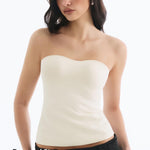 Lehoba Built in Bra Tank Tops for Women, Double Lined Padded Cami Scoop Neck Spaghetti Straps Basic Summer Top 2026, Cream XS