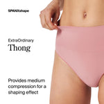 SPANX SPANXshape ExtraOrdinary Thong - Sculpting with Compression - Women's Shapewear Underwear - Recycled Nylon Fabric Blend - Camellia Pink - Medium