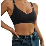 DEANGELMON 4 Pieces V Neck Bralettes Padded Seamless Adjustable Straps Bra Everyday Basic Sleeping Bras (4P3,M)