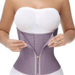 SHAPSHE Waist Trainer for Women Tummy Control Corset Hourglass Body Shaper Waist Cincher Back Support Wrap Belt with Zipper Hook Purple