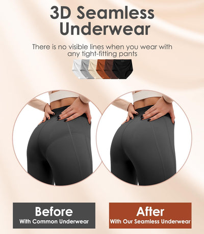 Kalapa Seamless Womens Underwear High Waisted No Show Briefs Silky Stretch Breathable Full Coverage Ladies Panties Multi Pack (US, Alpha, Small, Regular, Regular, Multi-1(6Pack))