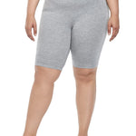 VOGUEMAX Women's Plus Size Short Leggings Stretchy Slip Shorts Mid Thigh Lightweight Pants Grey