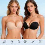MITALOO Seamless Adhesive Bra Sticky Strapless Invisible Push up Bras Silicone Backless Nipple Cover for Women Beige Black