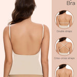 Slimers Backless Plunge Push Up Bra: Low Back Bras for Deep V Neck - Women Low Cut Shapewear Tops for Women