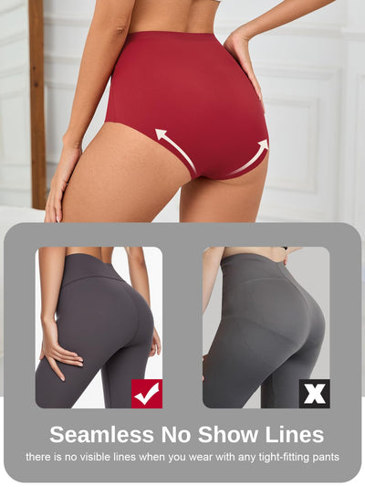 Sazoox Womens Seamless Underwear High Waisted Full Coverage Briefs No Show Soft Breathable Panties 6 Pack