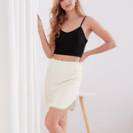MANCYFIT Half Slips for Women Underskirt Short Mini Skirt with Floral Lace Trim Beige Medium
