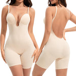 Slimers Backless Shapewear Tummy Control: Low Back Plunge Shapewear Bodysuit - Slimming Built-In Bra Full Body shaper Woman