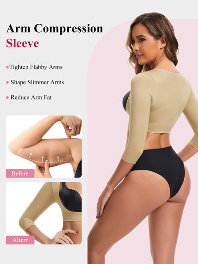 JOYSHAPER Upper Arm Shaper for Women Posture Corrector Tops Compression Sleeves Slimming Sleeves