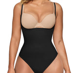 SHAPERX Open Bust Shapewear Tummy Control Bodysuits for Women Seamless Compression High Waisted Body Shaper, SZ5315-Black-S/M