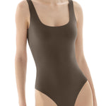 PUMIEY Bodysuit for Women Square Neck Sleeveless Tank Top Body Suits Women Clothing Mocha Medium