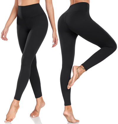 FULLSOFT Buttery Soft Black Leggings for Women - High Waisted Tummy Control No See Through Workout Clothes for Women Yoga Cycling Spandex Tights Butt Lifting Pants Fitness Clothing(Black,L-XL)
