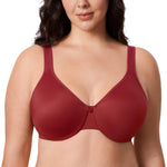 DELIMIRA Women's Minimizer Bra Plus Size Underwire Smooth Full Coverage Seamless Bras Red Revelry 34E
